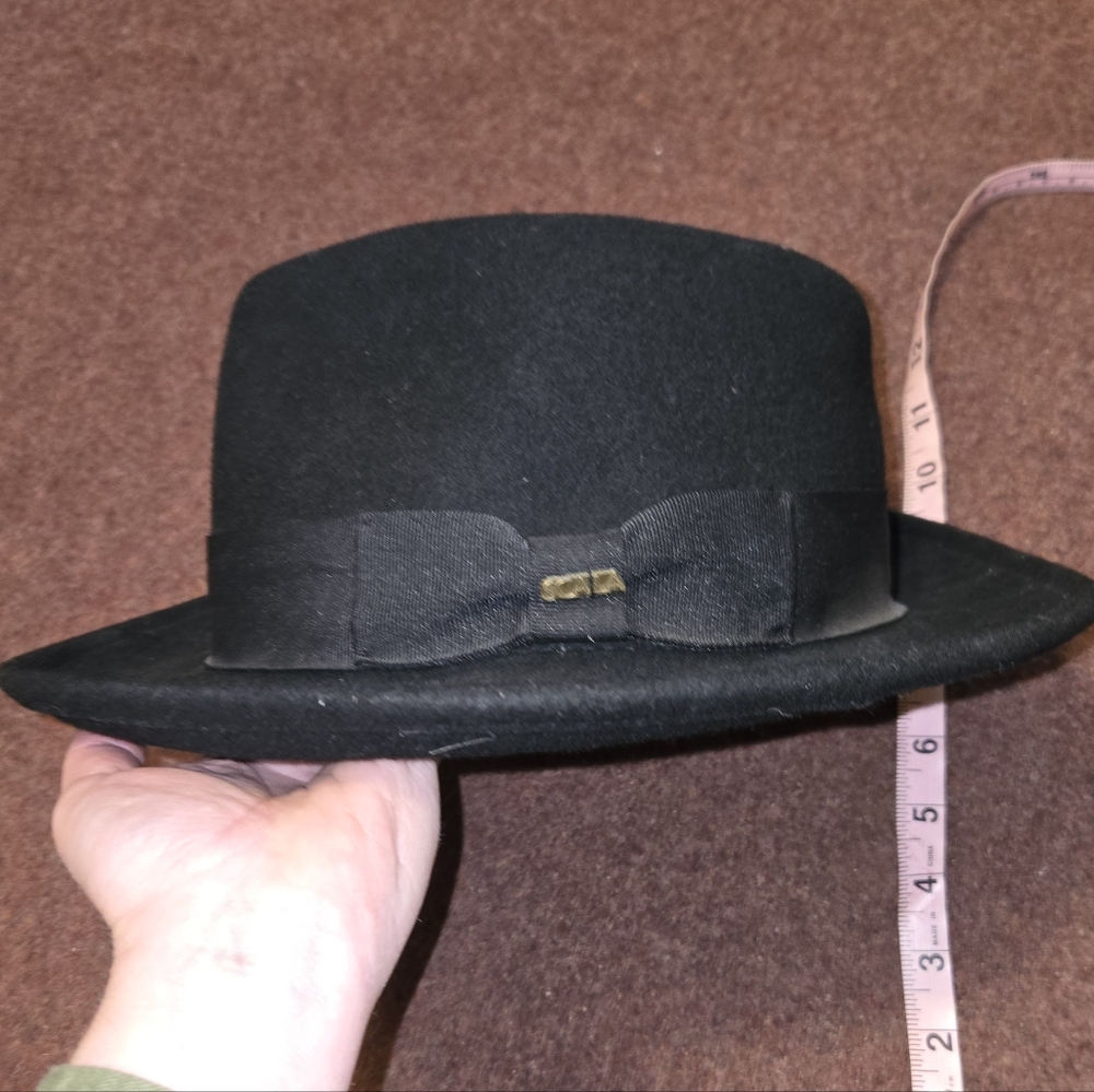 Scala 100% Wool Fedora Hat Men's Size Large Vintage Classic Black